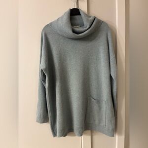 Garnet Hill Sylvie Light Blue Cowl Neck Cashmere Sweater, Size M